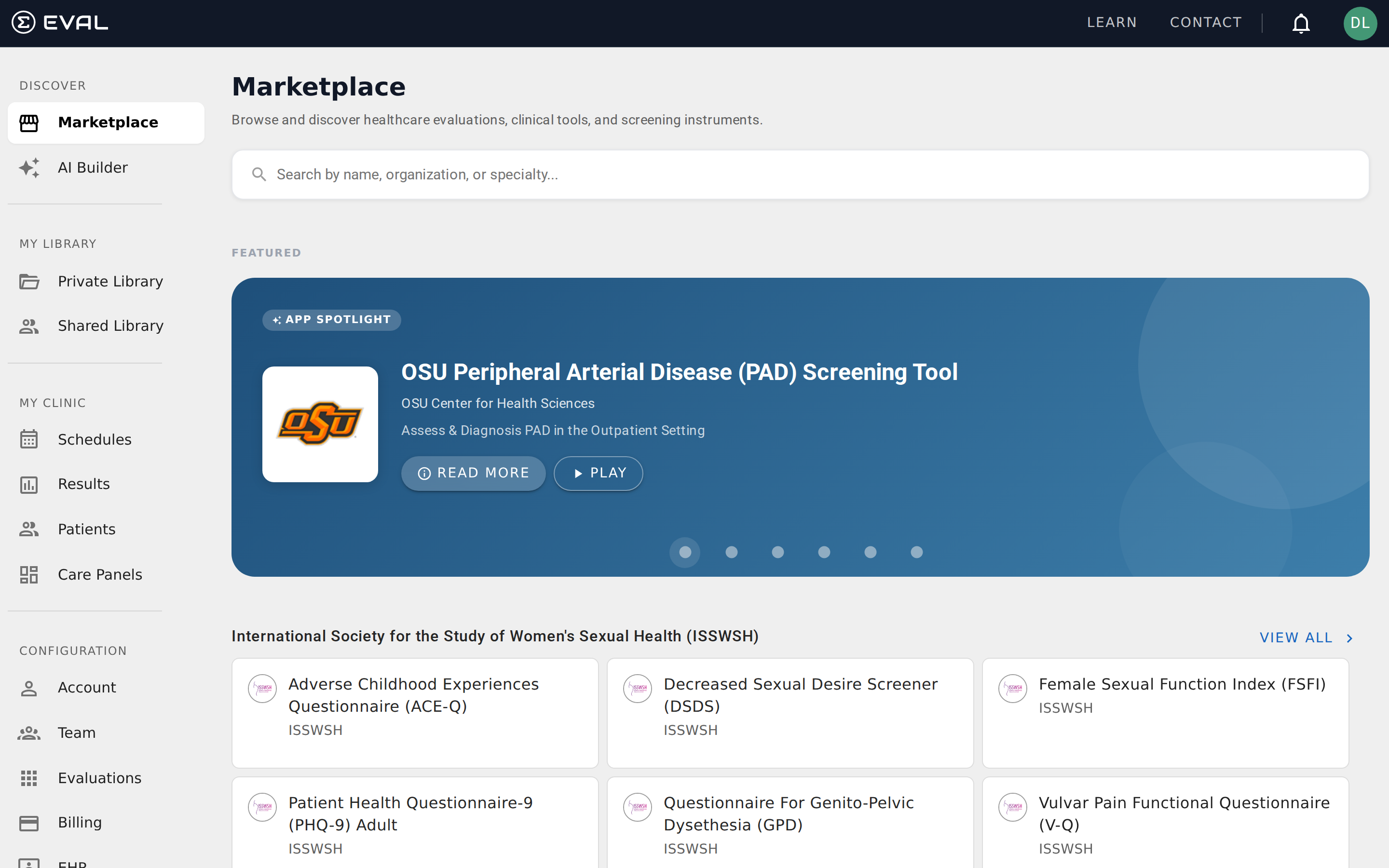 EVAL dashboard overview